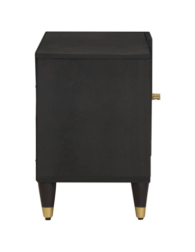 Mobile TV Nero 80 x 33 x 46 cm Legno di mango massello