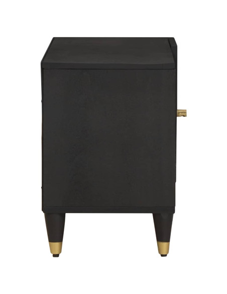 Mobile TV Nero 80 x 33 x 46 cm Legno di mango massello