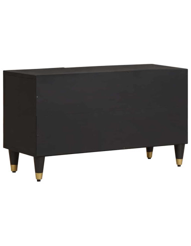 Mobile TV Nero 80 x 33 x 46 cm Legno di mango massello