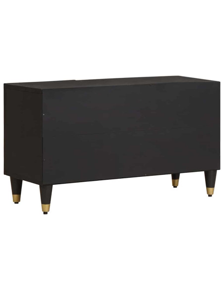 Mobile TV Nero 80 x 33 x 46 cm Legno di mango massello