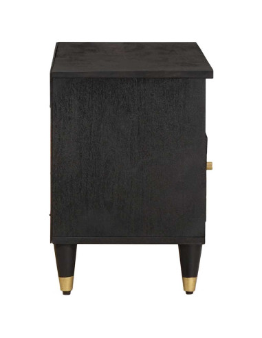 Mobile TV Nero 80 x 33 x 46 cm Legno di mango massello