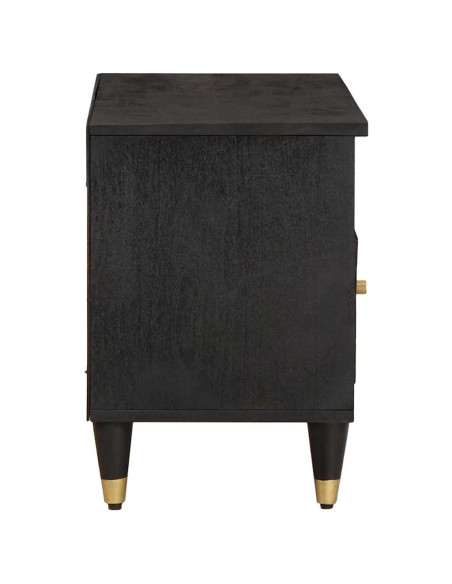 Mobile TV Nero 80 x 33 x 46 cm Legno di mango massello