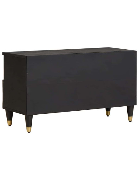 Mobile TV Nero 80 x 33 x 46 cm Legno di mango massello