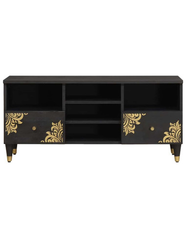 Mobile TV Nero 100 x 33 x 46 cm Legno di mango massello