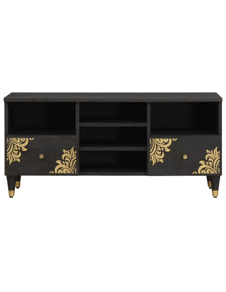 Mobile TV Nero 100 x 33 x 46 cm Legno di mango massello