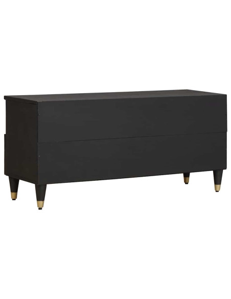 Mobile TV Nero 100 x 33 x 46 cm Legno di mango massello
