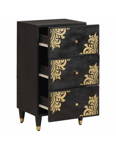 Credenza Nero 40 x 33 x 75 cm Legno di mango massello