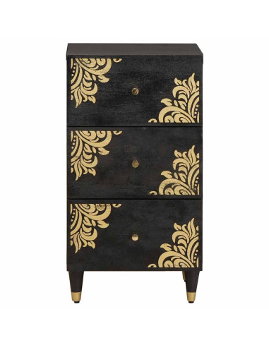 Credenza Nero 40 x 33 x 75 cm Legno di mango massello