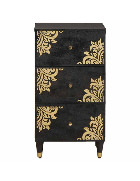 Credenza Nero 40 x 33 x 75 cm Legno di mango massello