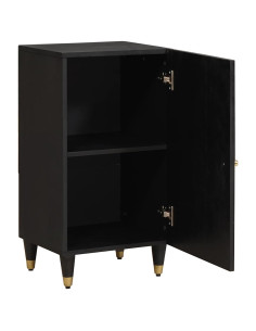 Credenza con porta Nero 40 x 33 x 75 cm Legno di mango massello 2