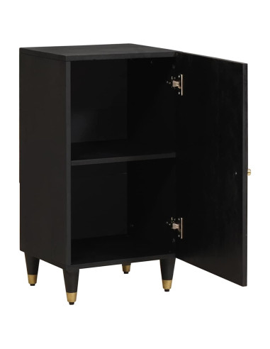 Credenza con porta Nero 40 x 33 x 75 cm Legno di mango massello
