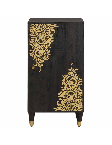 Credenza con porta Nero 40 x 33 x 75 cm Legno di mango massello