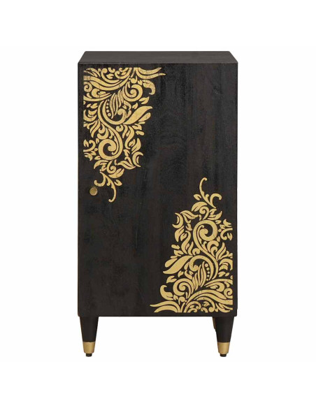 Credenza con porta Nero 40 x 33 x 75 cm Legno di mango massello