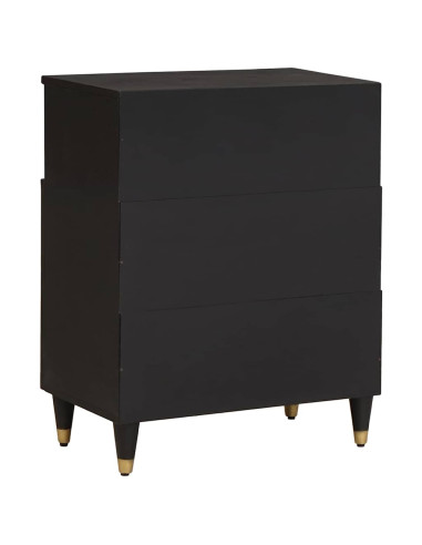 Credenza con porta Nero 60 x 33 x 75 cm Legno di mango massello