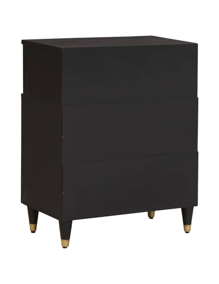 Credenza con porta Nero 60 x 33 x 75 cm Legno di mango massello