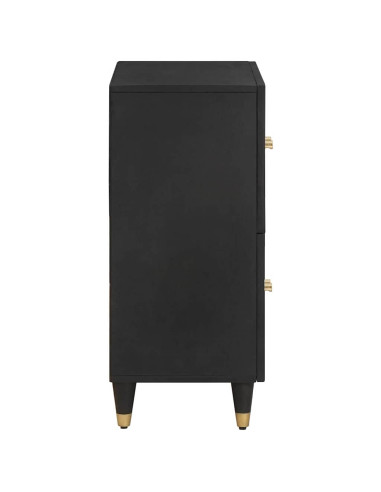 Credenza con porta Nero 60 x 33 x 75 cm Legno di mango massello