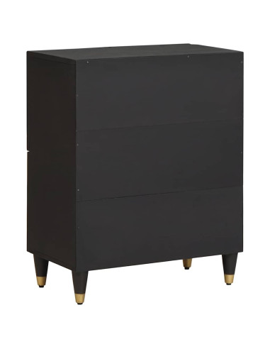 Credenza con porta Nero 60 x 33 x 75 cm Legno di mango massello