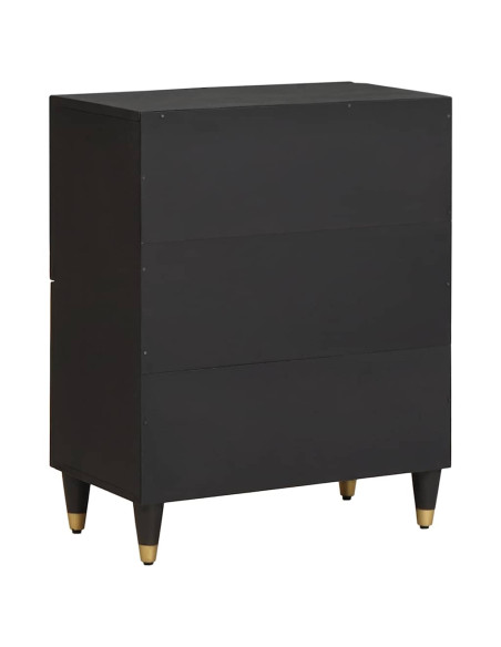 Credenza con porta Nero 60 x 33 x 75 cm Legno di mango massello