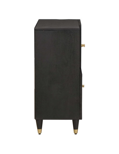 Credenza con porta Nero 80 x 33 x 75 cm Legno di mango massello