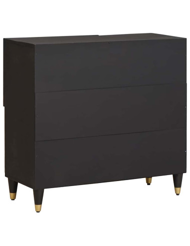 Credenza con porta Nero 80 x 33 x 75 cm Legno di mango massello