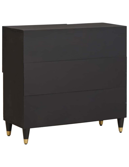 Credenza con porta Nero 80 x 33 x 75 cm Legno di mango massello