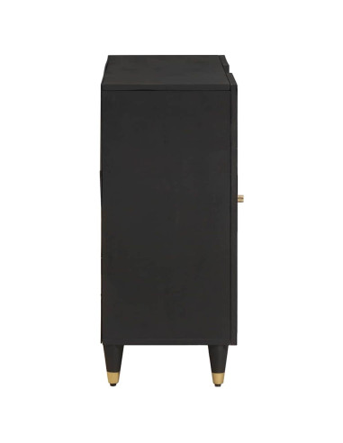 Credenza con porta Nero 90 x 33 x 75 cm Legno di mango massello
