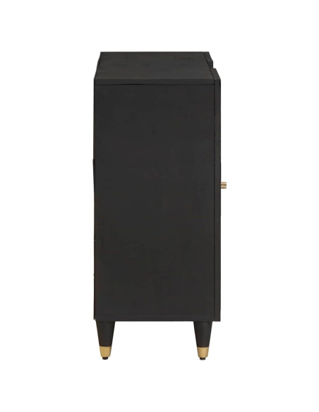 Credenza con porta Nero 90 x 33 x 75 cm Legno di mango massello