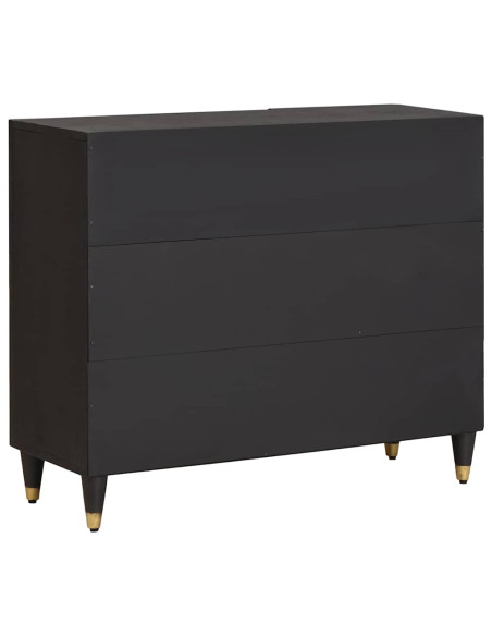Credenza con porta Nero 90 x 33 x 75 cm Legno di mango massello