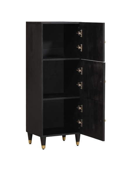 Credenza Nero 40 x 33 x 110 cm Legno di mango massello