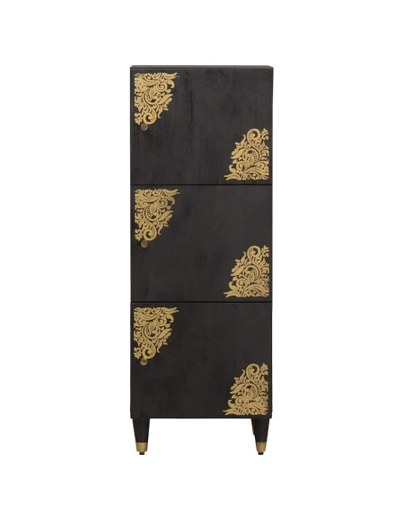 Credenza Nero 40 x 33 x 110 cm Legno di mango massello