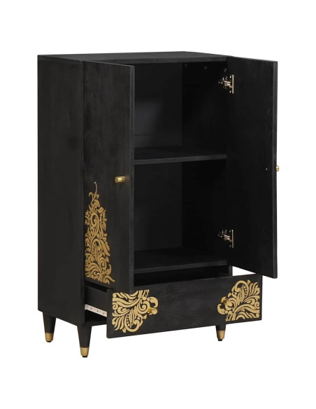 Credenza Nero 60 x 33 x 100 cm Legno di mango massello