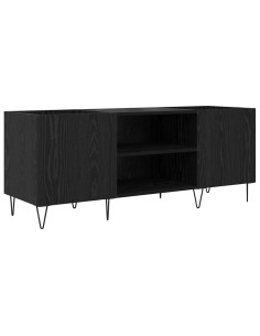 Mobile porta vinili con porta Rovere Nero 121 x 38 x 48 cm 2
