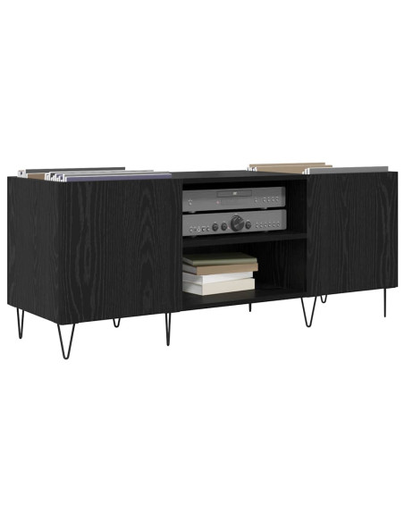 Mobile porta vinili con porta Rovere Nero 121 x 38 x 48 cm