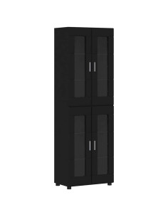 Credenza con porta Nero 60 x 35 x 182 cm Legno multistrato 2