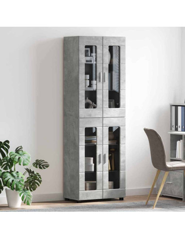 Credenza Grigio cemento 60 x 35 x 182 cm Legno multistrato