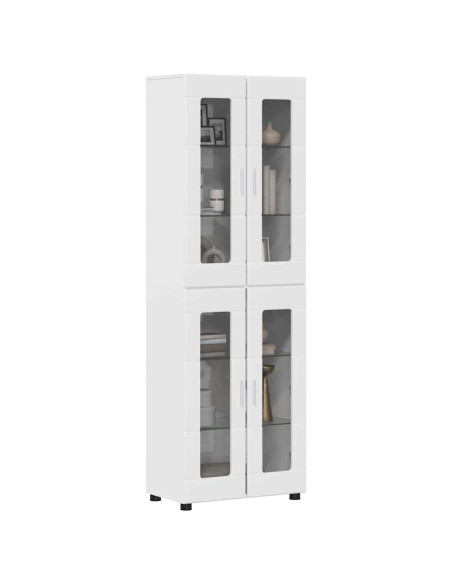Credenza Bianco Lucido 60 x 35 x 182 cm Legno multistrato
