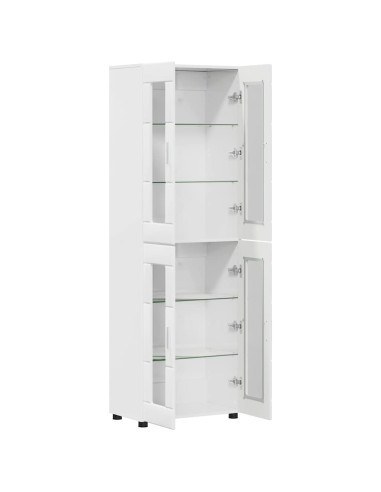 Credenza Bianco Lucido 60 x 35 x 182 cm Legno multistrato