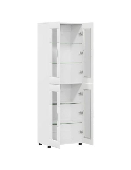 Credenza Bianco Lucido 60 x 35 x 182 cm Legno multistrato