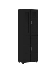 Credenza con porta Nero 60 x 35 x 182 cm Legno multistrato 2
