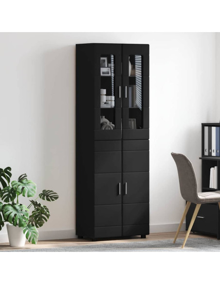Credenza con porta Nero 60 x 35 x 182 cm Legno multistrato