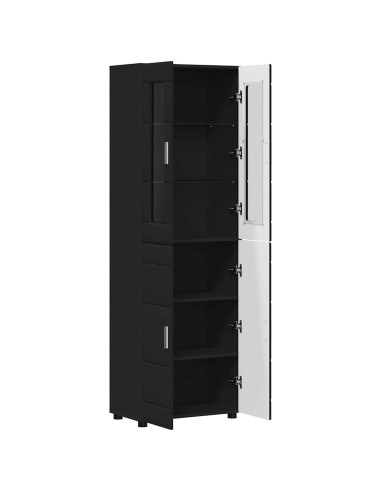 Credenza con porta Nero 60 x 35 x 182 cm Legno multistrato