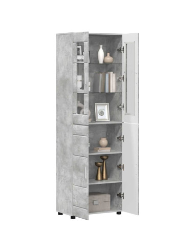 Credenza Grigio cemento 60 x 35 x 182 cm Legno multistrato