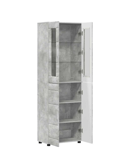 Credenza Grigio cemento 60 x 35 x 182 cm Legno multistrato