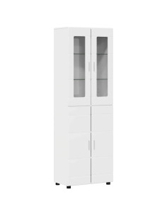 Credenza Bianco Lucido 60 x 35 x 182 cm Legno multistrato 2