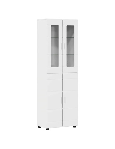 Credenza Bianco Lucido 60 x 35 x 182 cm Legno multistrato