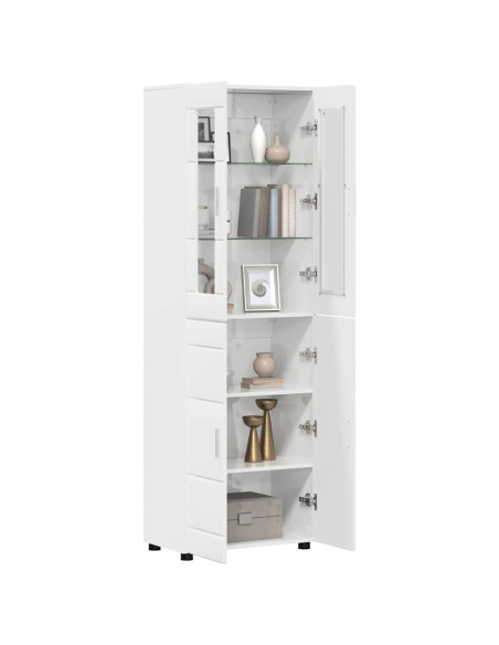 Credenza Bianco Lucido 60 x 35 x 182 cm Legno multistrato