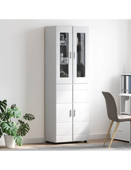 Credenza Bianco Lucido 60 x 35 x 182 cm Legno multistrato