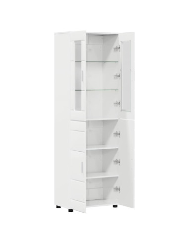 Credenza Bianco Lucido 60 x 35 x 182 cm Legno multistrato
