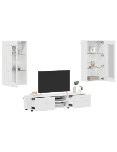 Set mobile TV con cassetto con porta Bianco Legno multistrato