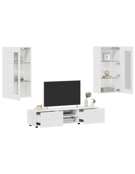 Set mobile TV con cassetto con porta Bianco Legno multistrato